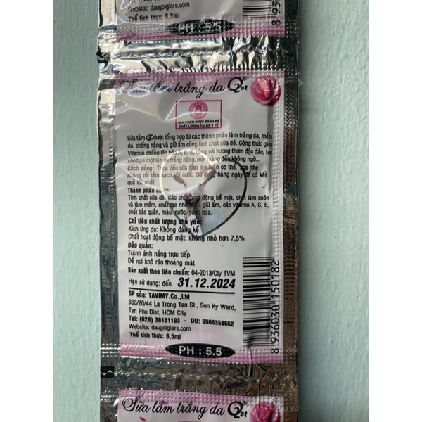 Combo 1000 gói  Sữa tắm hương hoa hồng Q2 dùng trong nhà nghỉ, khách sạn