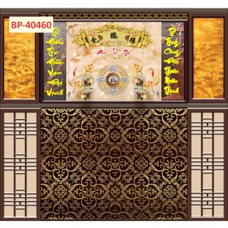 Tranh dán tường 3D cho phòng thờ mẫu Trúc Chỉ