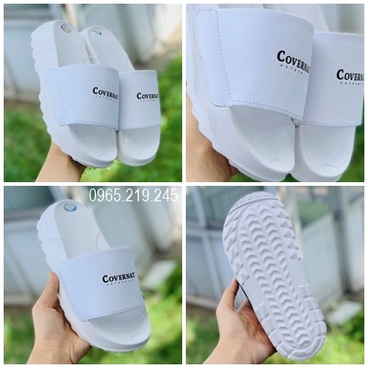 Dép quai ngang nam nữ Covernat đế độn 4cm Api bền,Dép Chữ C trắng chữ Cover