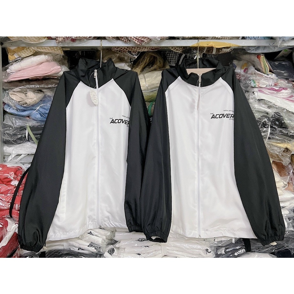Áo Khoác Dù Thể Thao Phối Màu Trắng Tay Xanh Thời Trang Hàn Quốc - ĐĂNG QUANG CLOTHER