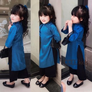 Áo dài cách tân mặc tết hoa nhí cho bé gái 10-20kg