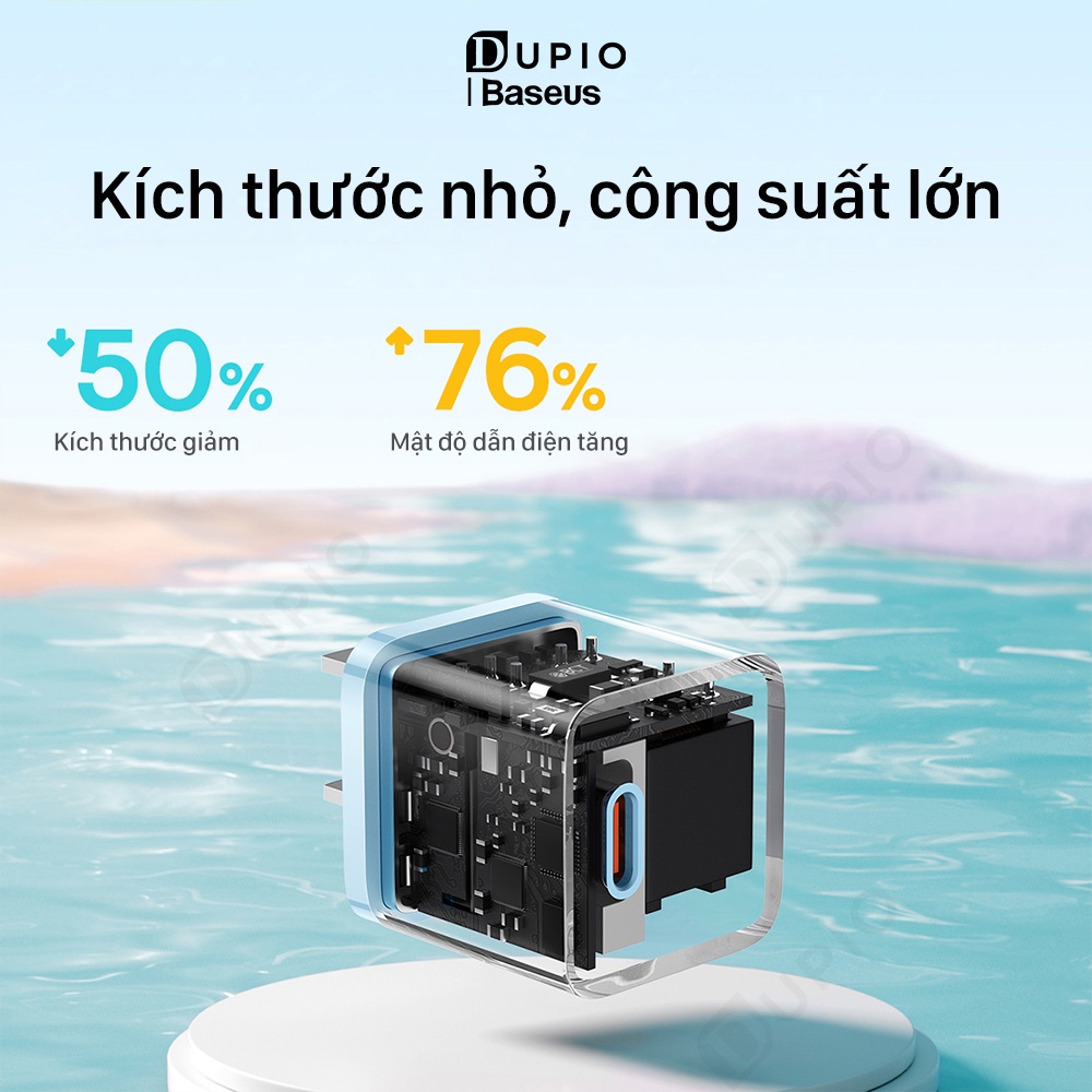 Bộ cóc củ DUPIO Baseus CS04 GaN5 cốc sạc nhanh nhỏ gọn type-c pd 20w 18w hiệu suất cao nhiều cấp bảo vệ