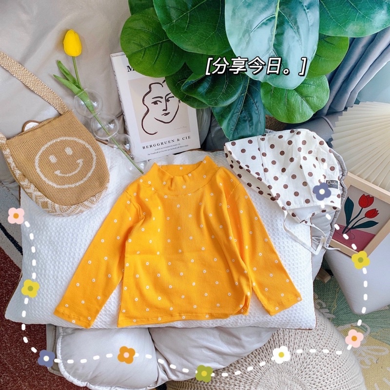 Áo thun dài tay bé gái len tăm siêu đáng yêu