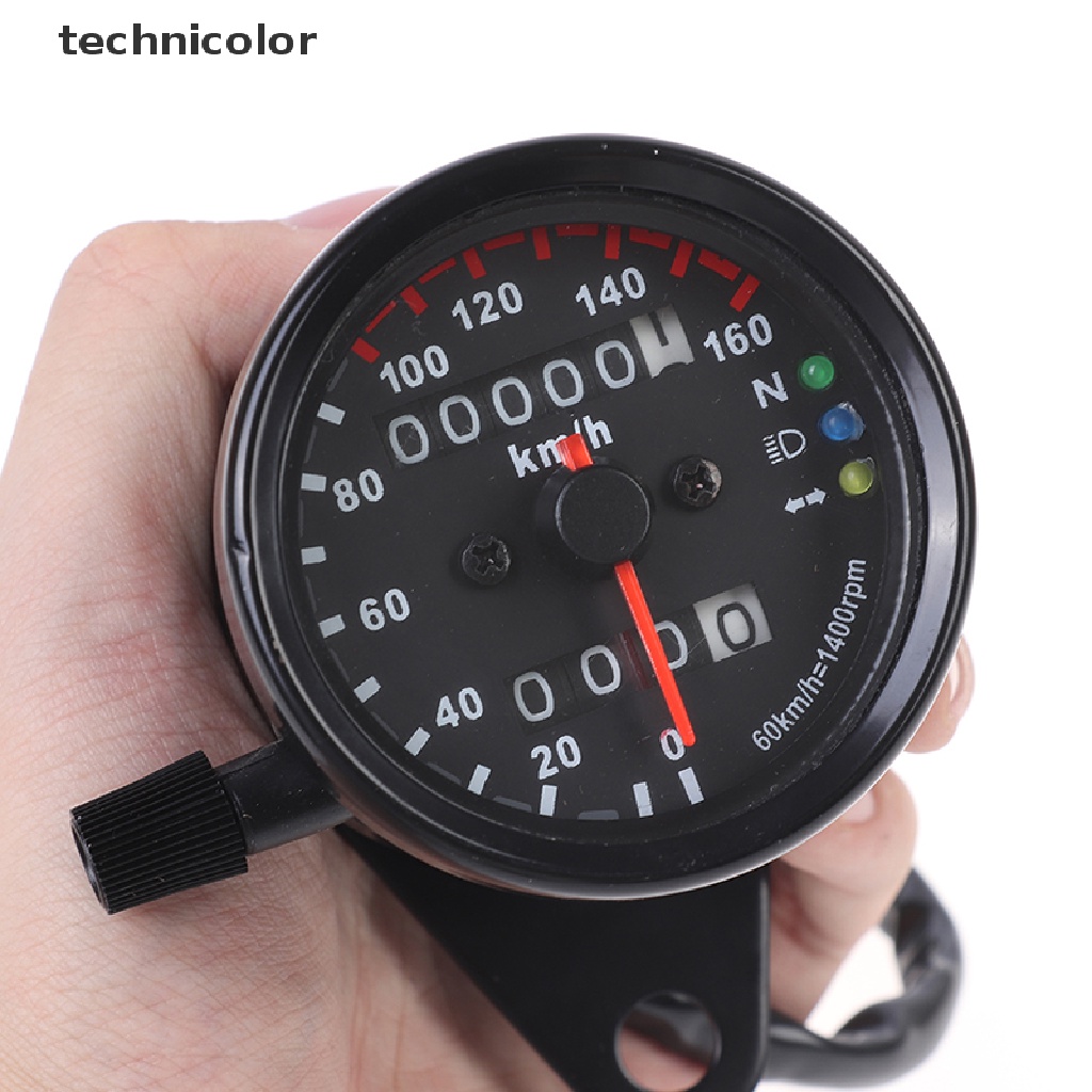 Đồng Hồ Đo Tốc Độ Kép 12V Màu Đen Có Đèn LED Báo Hiệu Cho Xe Máy