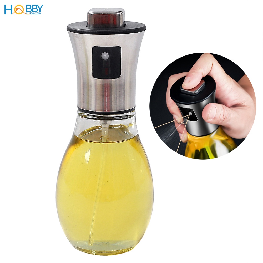 Bình xịt phun dầu ăn dung tích 200ml Hobby Home Decor BD200 - nắp Inox 304 và lọ thủy tinh cao cấp