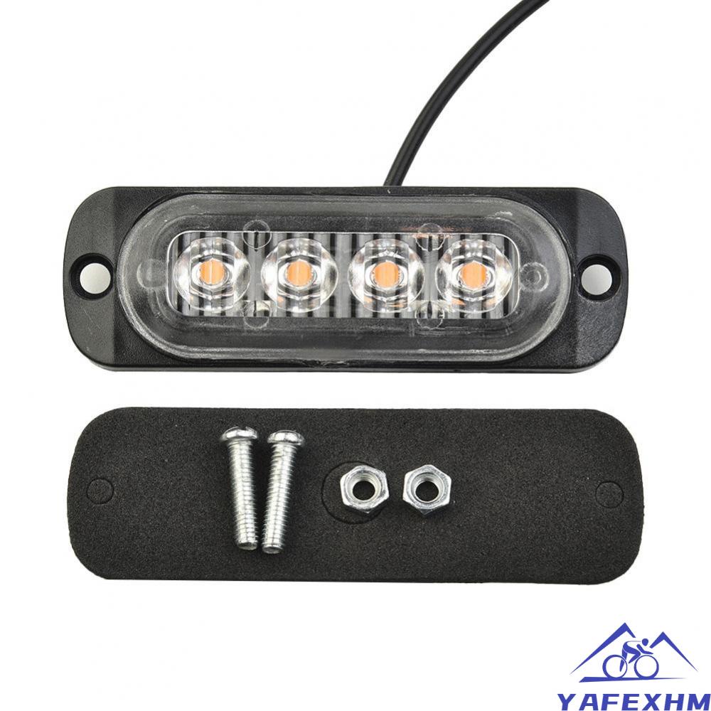 Đèn Led Cảnh Báo 4 Bóng 12-24V Kèm Ốc Vít Chuyên Dụng Cho Xe Hơi / Xe Tải