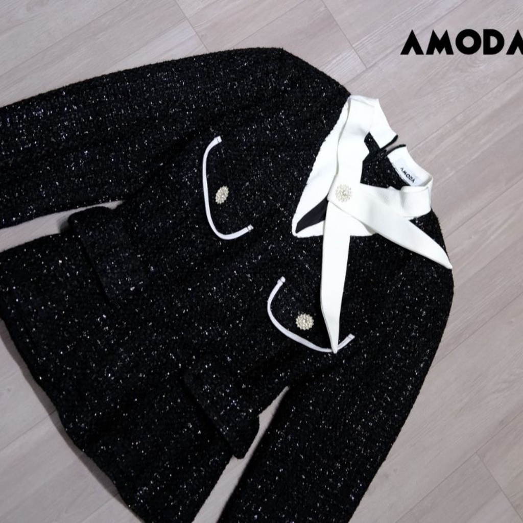 Áo dạ tweed dài day cao cấp Sani TOP  thiết kế nhà AMODA sang chảnh , tôn dáng tôn eo cho nàng A020