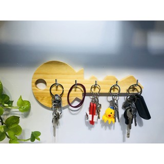 Móc treo chìa khóa gỗ, móc treo chìa khoá dán tường hình chìa khóa, decor, giải pháp quên chìa khóa cho gia đình
