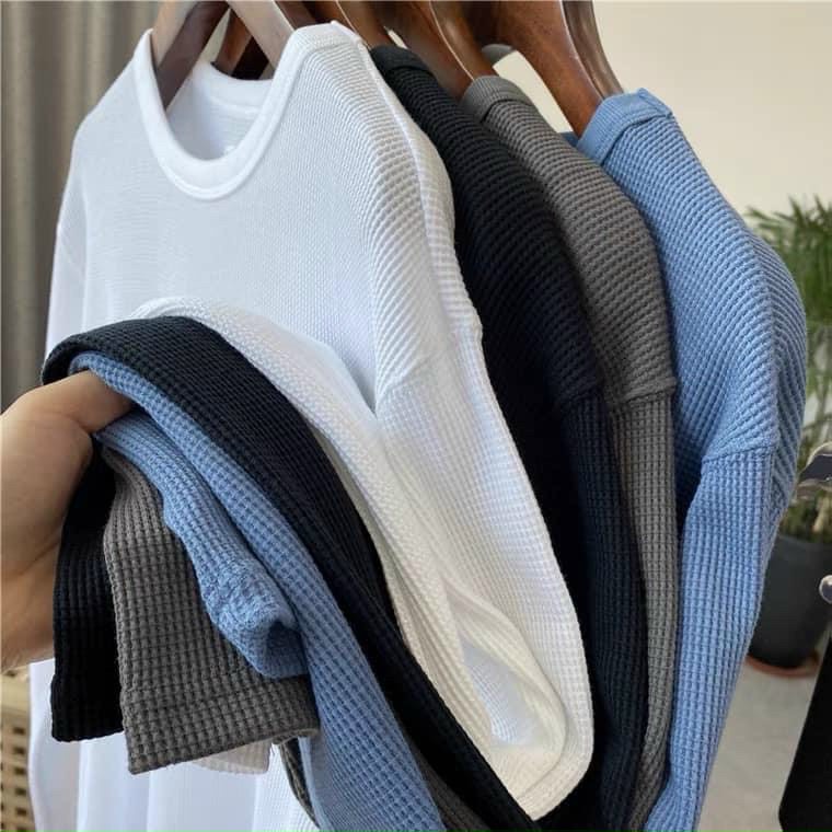 Áo thun nam cổ tròn áo phông nam chất thun cotton tổ ong xuất nhật co giãn 4 chiều - QQ SHOP