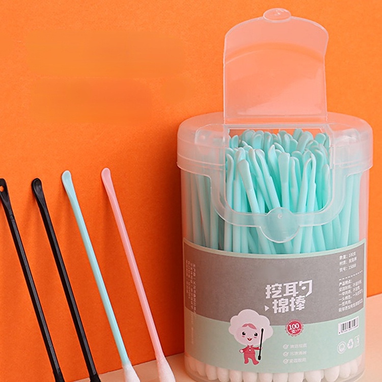 Hộp 100 Tăm Bông Cotton Hai Đầu 2 Trong 1 Đa Năng