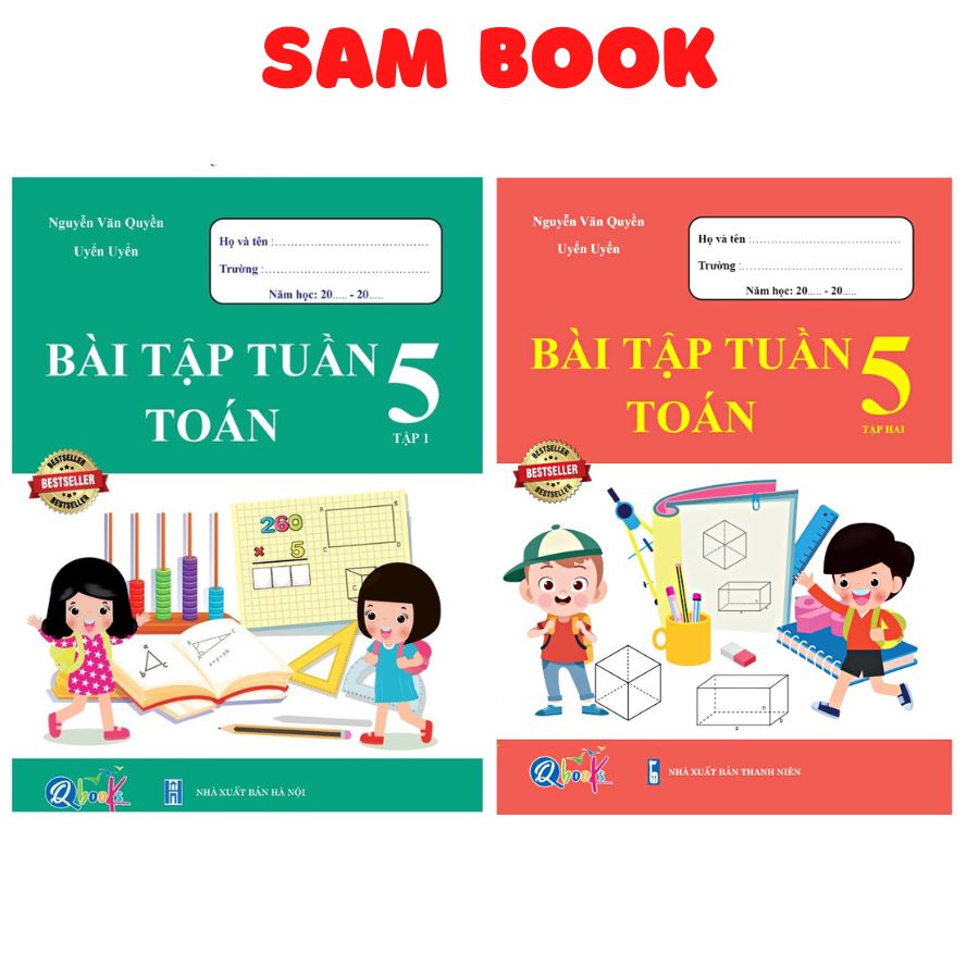 Sách - Combo Bài tập tuần Toán lớp 5 tập 1 và tập 2