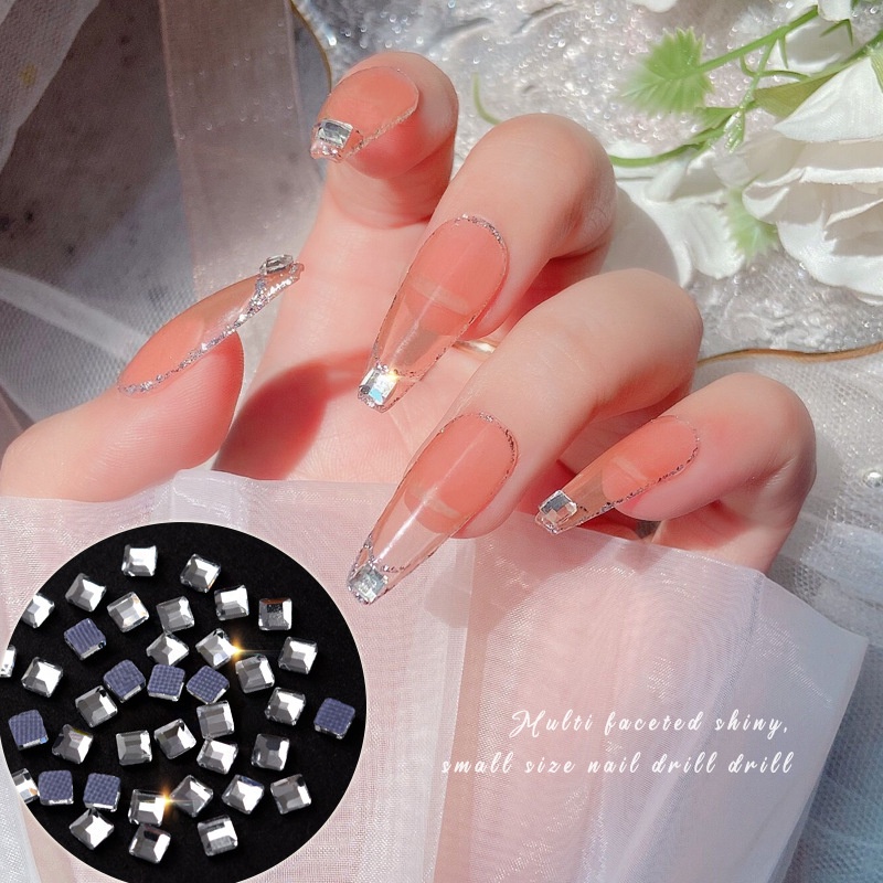 Túi 50 Hạt Đá Pha Lê Size Bé Mini Màu Trắng Tráng Gương Dùng Trang Trí Móng Tay Nghệ Thuật