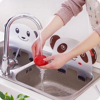 Tấm chắn bồn rửa chén bát chống văng nước hình gấu trúc dễ thương