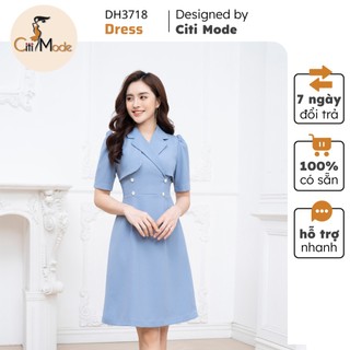 Đầm công sở CITI MODE FASHION thiết kế dáng A tay lỡ phối cổ vest DH3718