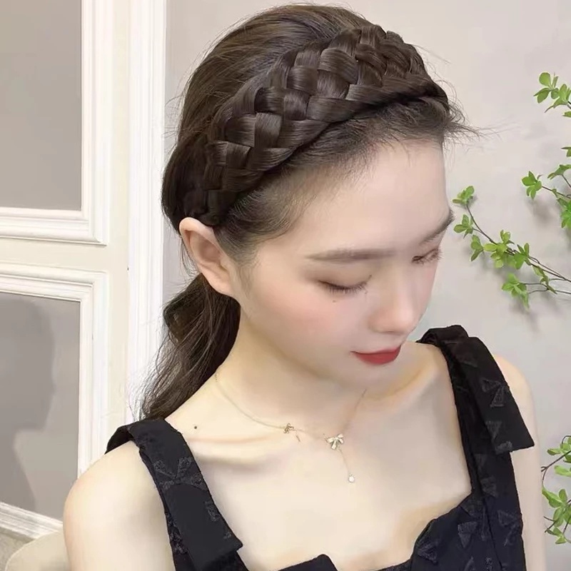 Cài Tóc Giả Thắt Bím / Băng Đô Bản Rộng Phong Cách Ngọt Ngào