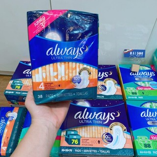 Băng vệ sinh ban đêm ALWAYS Mỹ Ultra Thin Advanced Protection 38 Pads (38 Miếng) bvs đêm