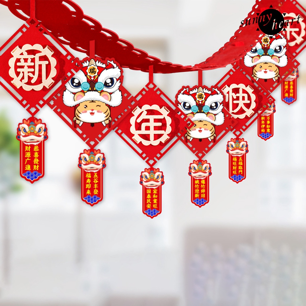 Sy.q 1 Set Dây Cờ Treo Trang Trí Năm Mới Bằng Vải Nỉ