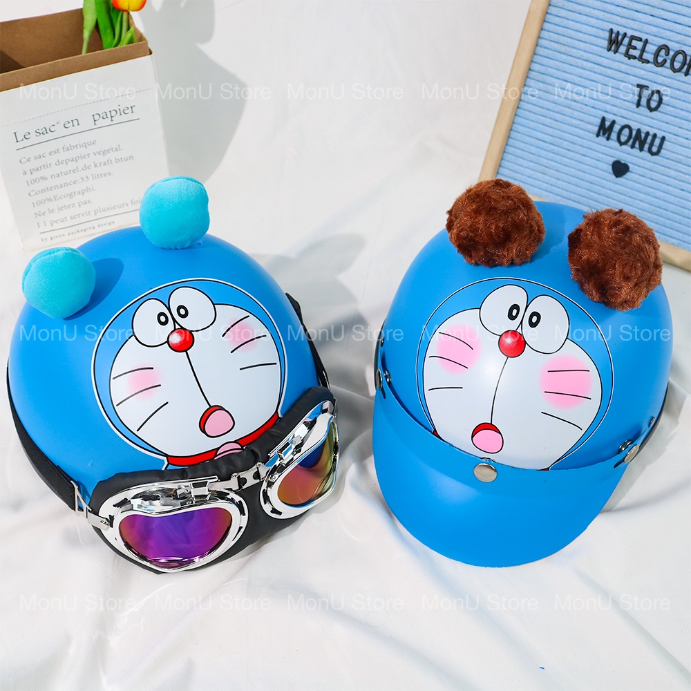 Mũ bảo hiểm nửa đầu DORAEMON, PIKACHU, GẤU NÂU có tai dễ thương cute TooYoo TY0118