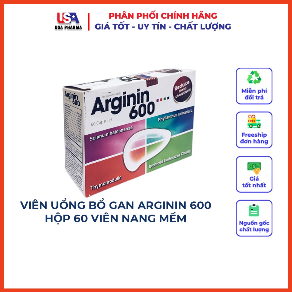 Arginin 600 USA Giúp tăng cường chức năng gan hiệu quả - 60 viên