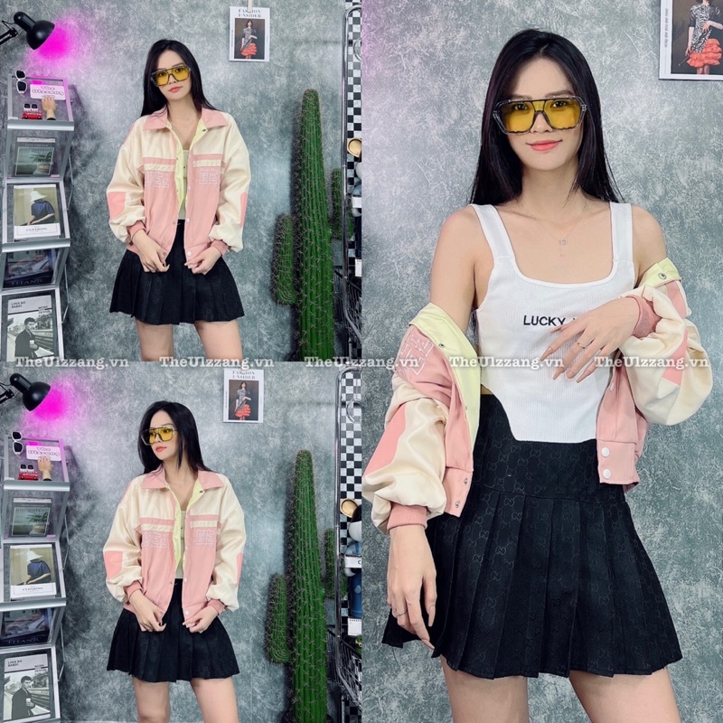 Áo Khoác Bomber Nữ Da Lộn Quảng Châu 2 Lớp Cao Cấp Form Lửng Tay Phồng Cánh Dơi MÔTÔ VEL - DL2023