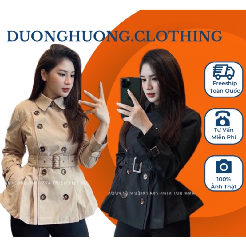 ÁO MĂNG TÔ DÁNG NGẮN 2 LỚP CÓ LÓT TRONG, ÁO KHOÁC NỮ 2 MÀU 2 HÀNG CÚC HÀNG QCCC