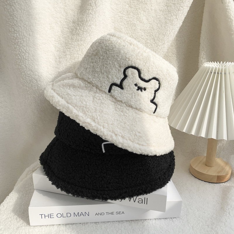 Mũ Bucket Len Gấu Nón Tai Bèo Lông Cừu Dày Siêu Ấm Áp Phong Cách Vinatge Form Unisex Hot Trend