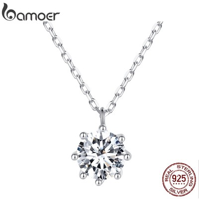 Vòng cổ Bamoer D Color VVS1 EX 0.8CT Moissanite Bạc 925 Chất Lượng Cao MSN003