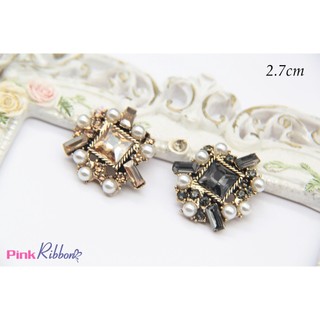 Charm đá 2 màu đen và hổ phách phụ kiện thời trang, gắn lên phụ kiện tóc, làm phụ kiện nơ bờm kẹp tóc, DIY
