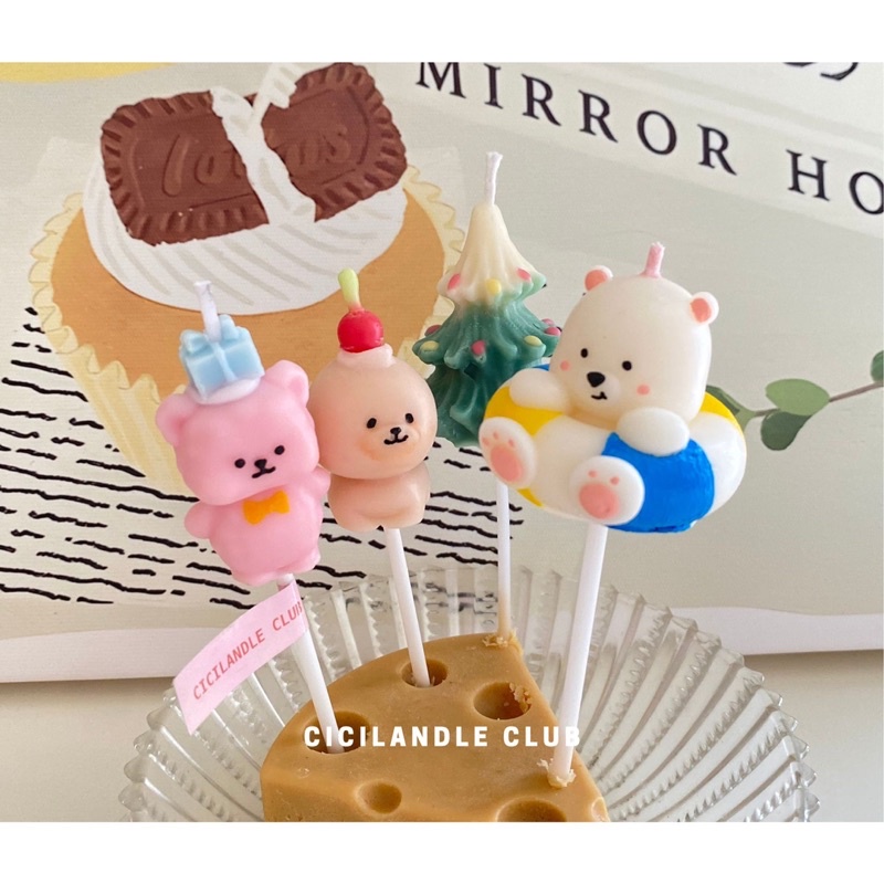Nến cắm bánh kem sinh nhật handmade siêu cute style Hàn xẻng, phụ kiện trang trí bánh kem