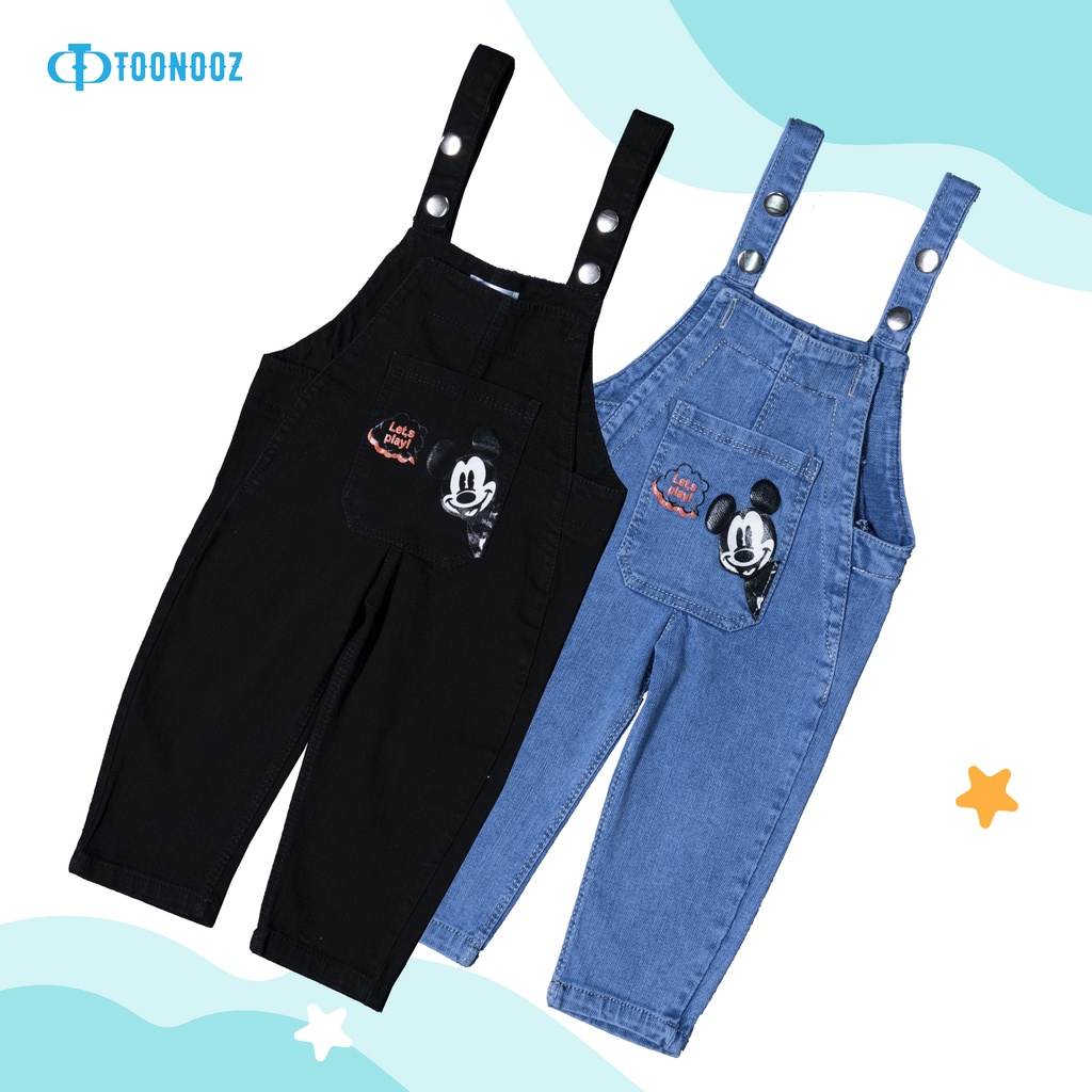 Yếm jean bé gái Toonooz YJ18, yếm bò dáng dài đi học đi chơi cho bé từ 10-21KG