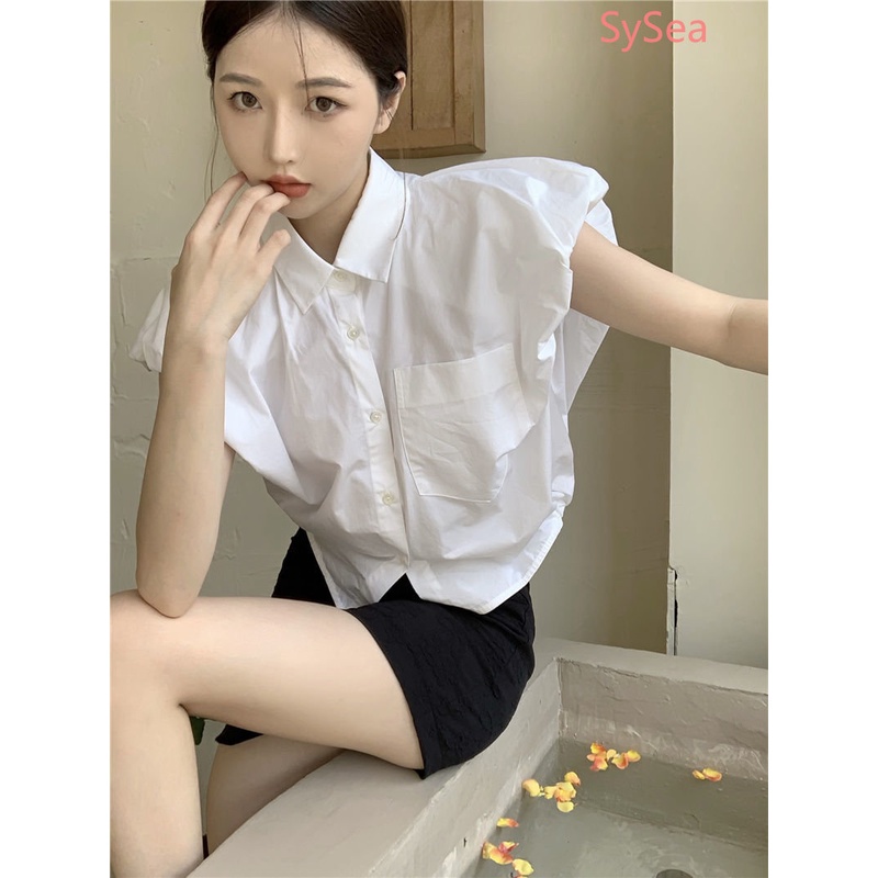 Áo Croptop Sát Nách Màu Trắng Dáng Rộng Thời Trang Mùa Hè Cho Nữ