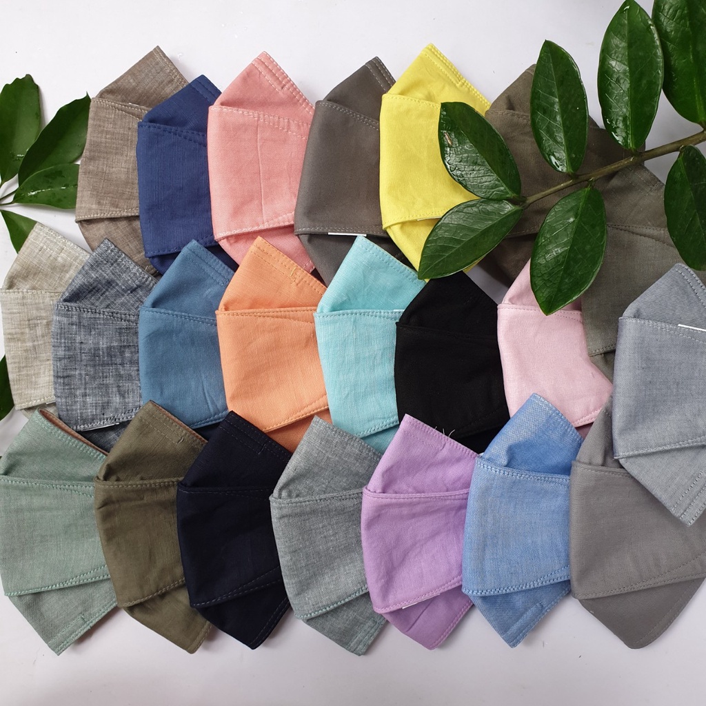 Khẩu trang vải màu trơn 3 lớp khẩu trang cá 4D size L