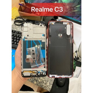 Vỏ bộ full Realme C3 (gồm: lưng, xương, vành kính camera, kính camera, phím hông) new zin