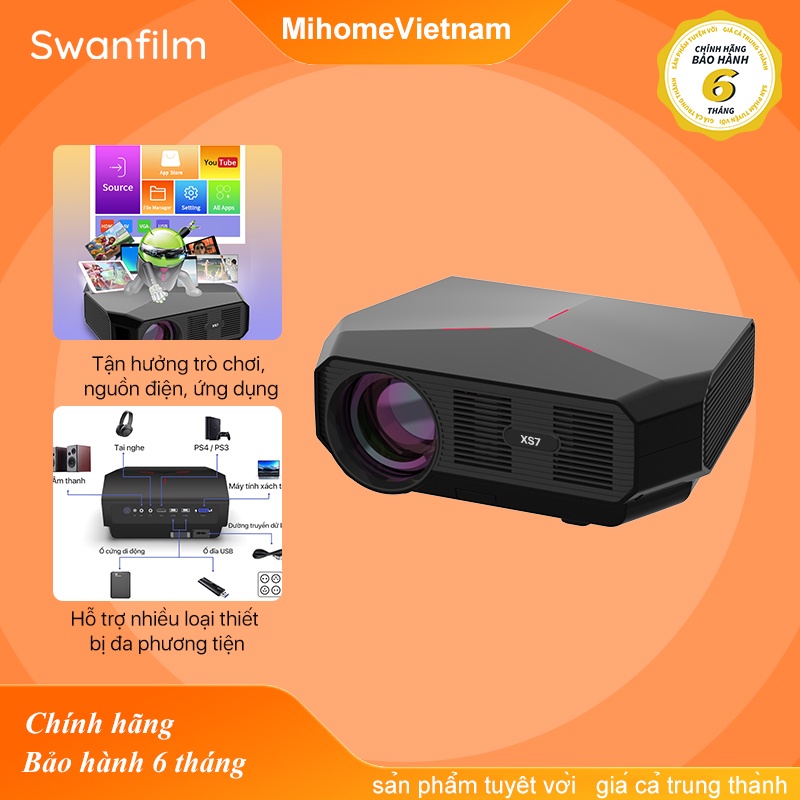 [ bản quốc tế ] Máy Chiếu Thông Minh Swanfilm XS7 1920x1080P Full HD - hỗ trợ tiếng Việt
