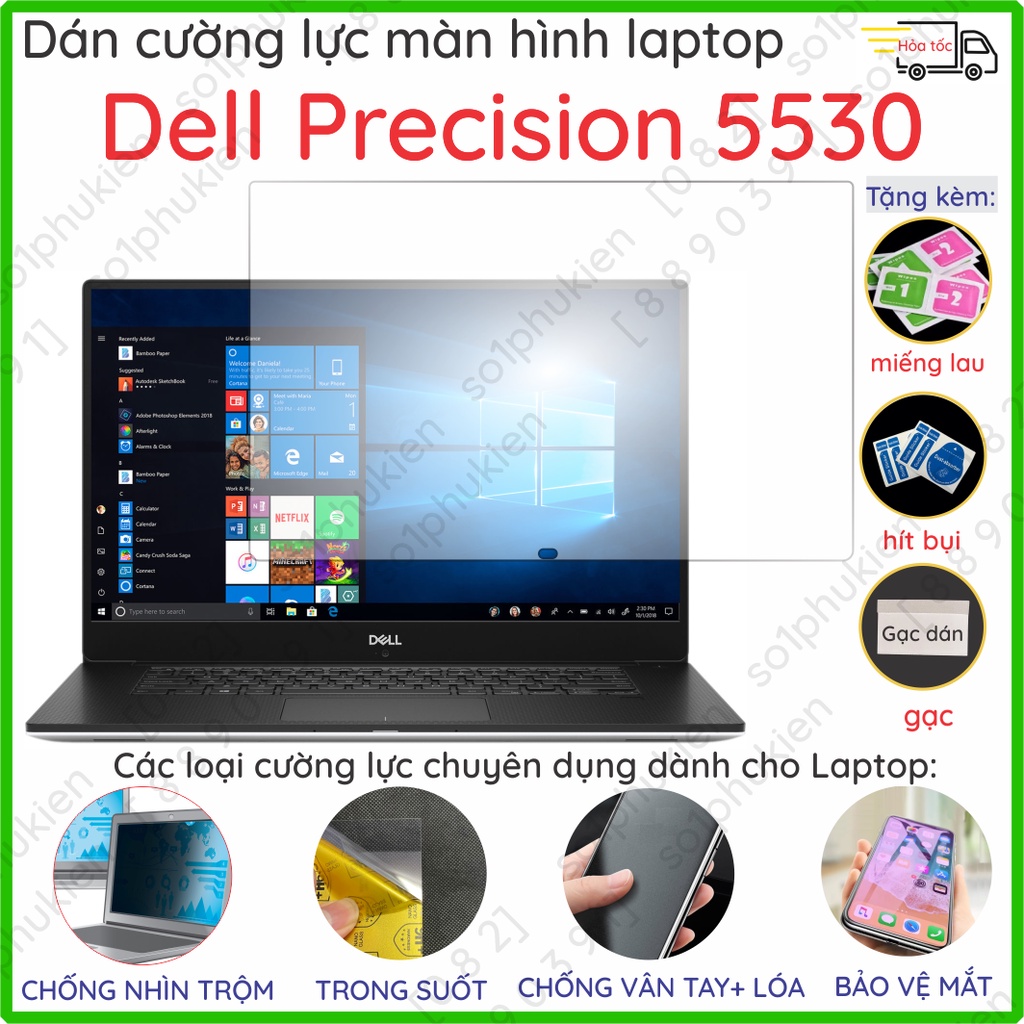 Dán cường lực màn hình Dell Precision 5530/ 5540 nano dẻo siêu mỏng trong suốt, nhám chống vân tay, chống nhìn trộm