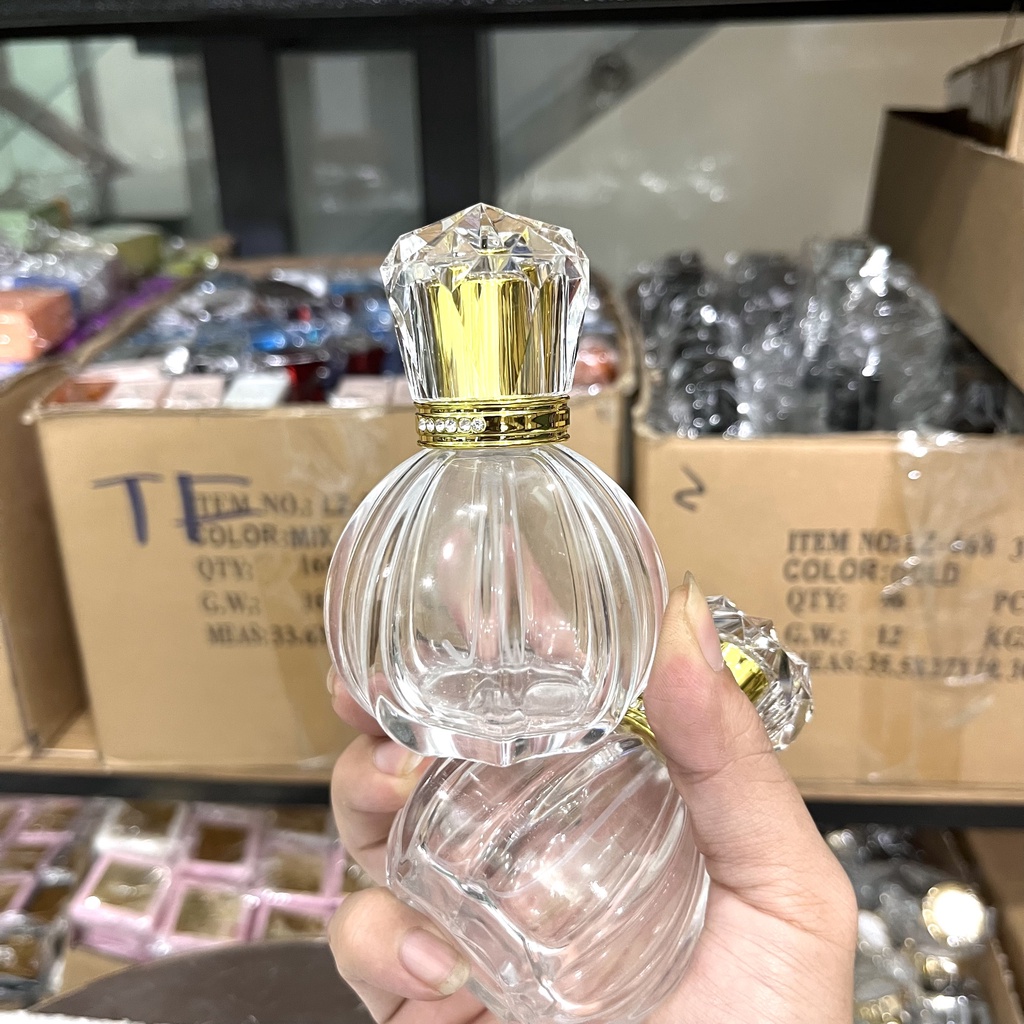 lọ đựng nước hoa thủy tinh thân bầu tròn cao cấp dạng xịt, dung tích 50ml