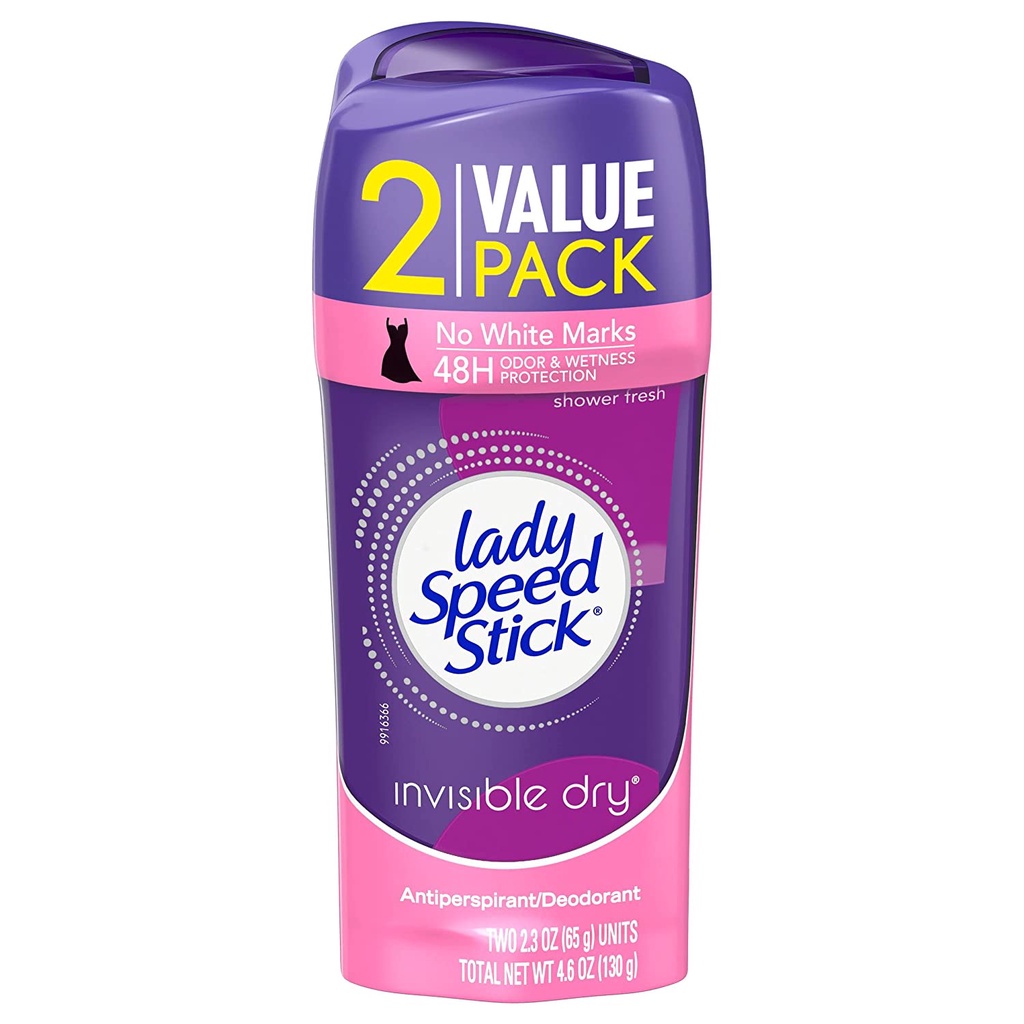 Lăn khử mùi nữ dạng sáp Lady Speed Stick Invisible Dry Power Antiperspirant/Deodorant Showder Fresh 65g/2x65g (Mỹ)