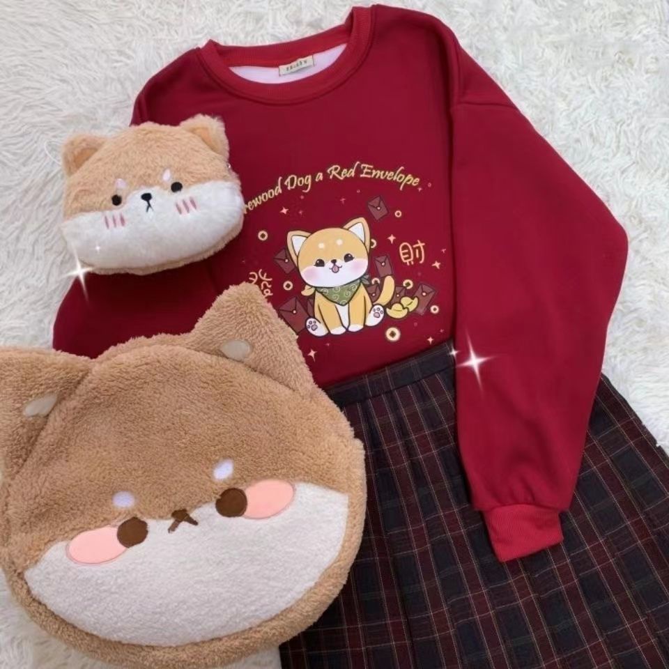 Ba Lô Bông Hình Chú Chó Shiba Inu Phong Cách Lolita Nhật Bản Đáng Yêu Kích Thước 46.6cm 40 X 35