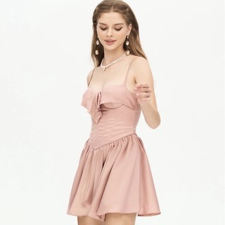 Váy hai dây corset lụa (Trắng/Hồng)_Charlee_PLUMBUM