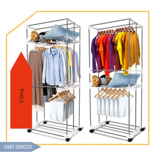 Tủ sấy quần áo khử khuẩn ION gấp gọn cỡ lớn 3 tầng cao 170cm , hẹn giờ cảm biến, máy sấy điện trở nhiệt PTC