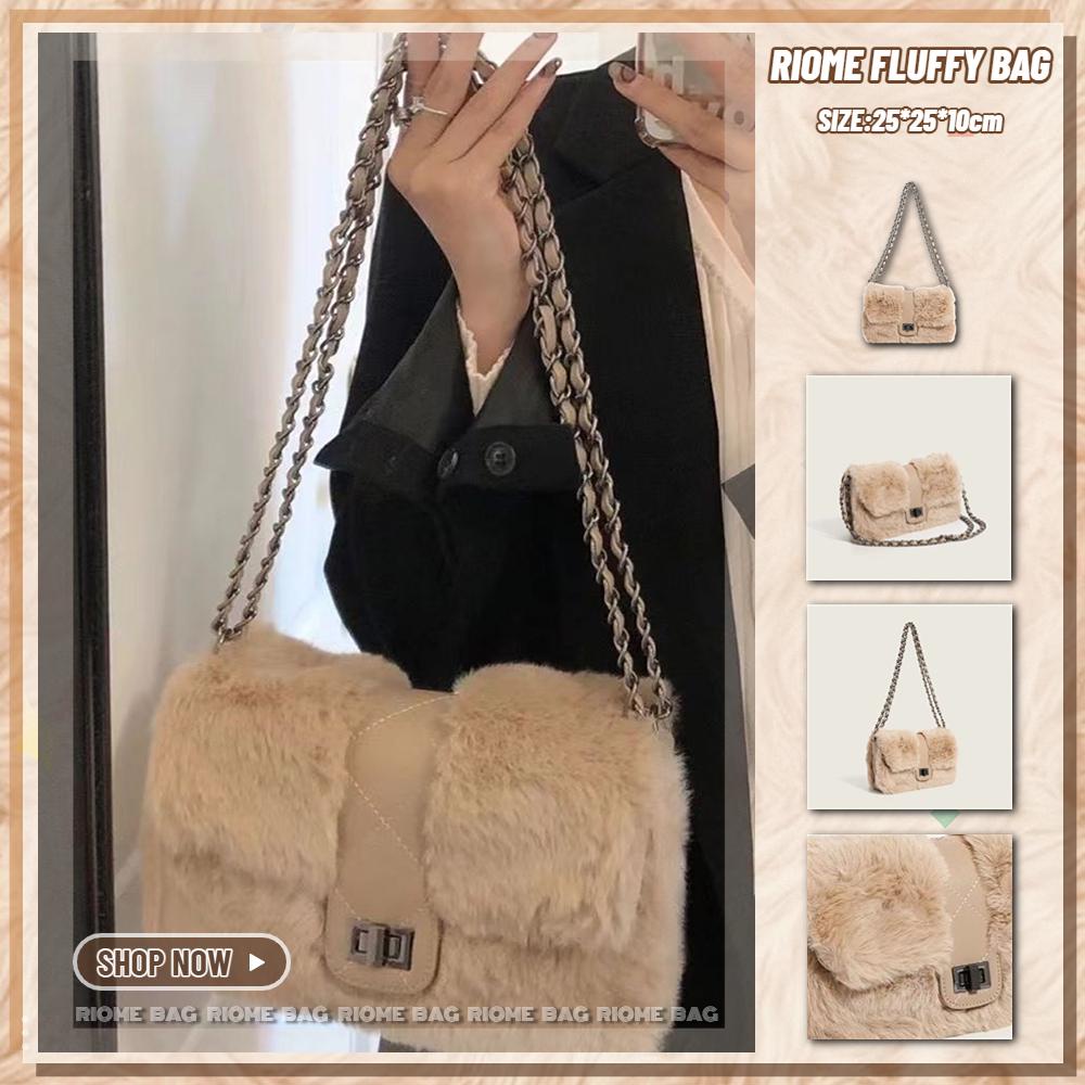 Túi Đeo Chéo Phủ Lông Phong Cách retro Thời Trang Thu Đông Cho Nữ