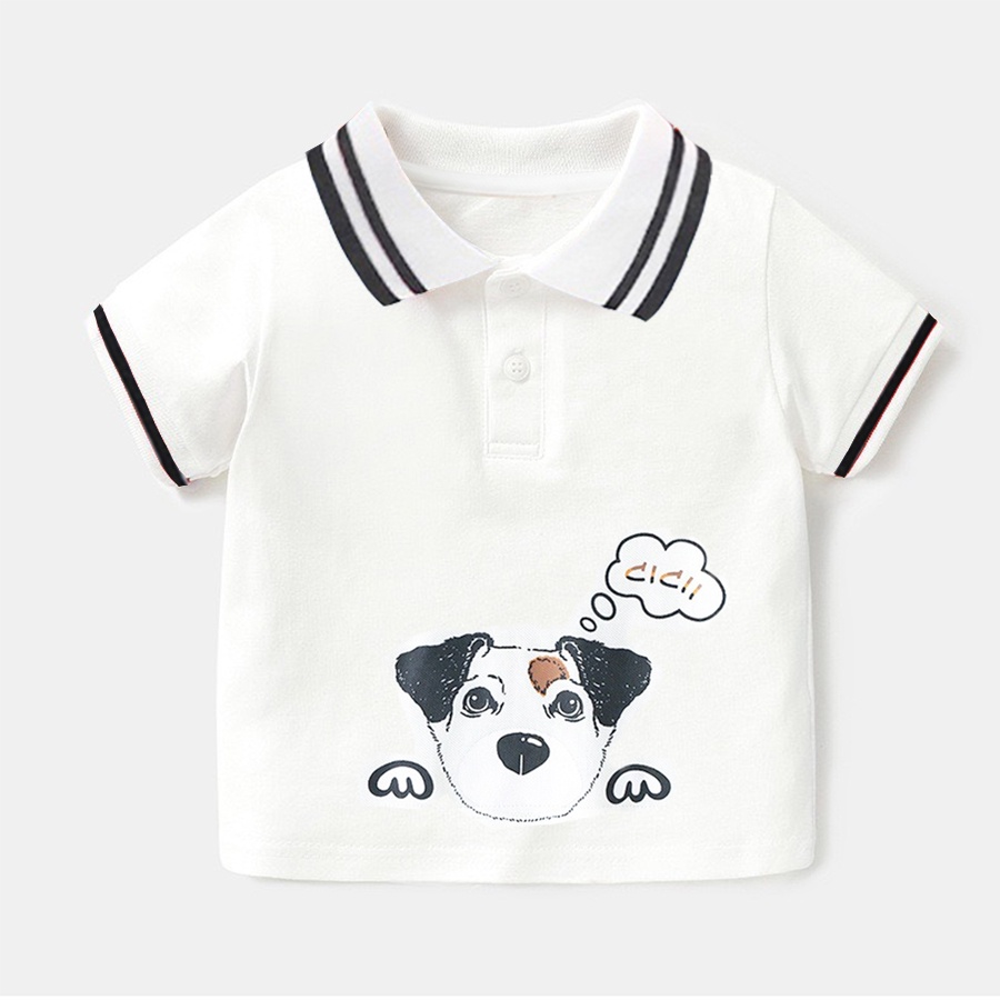 Áo Phông Kiểu POLO Bé Trai KEYER KIDS, Áo Thun Chất Liệu Cotton 2 chiều Cổ Bo Trụ Cổ Bẻ Hình Chú Cún Dễ Thương AT55