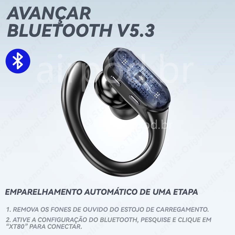 Tai nghe Bluetooth Lenovo XT80 Tai nghe thể thao không dây Bluetooth 5.3 với Móc micrô âm thanh nổi HiFi | BigBuy360 - bigbuy360.vn