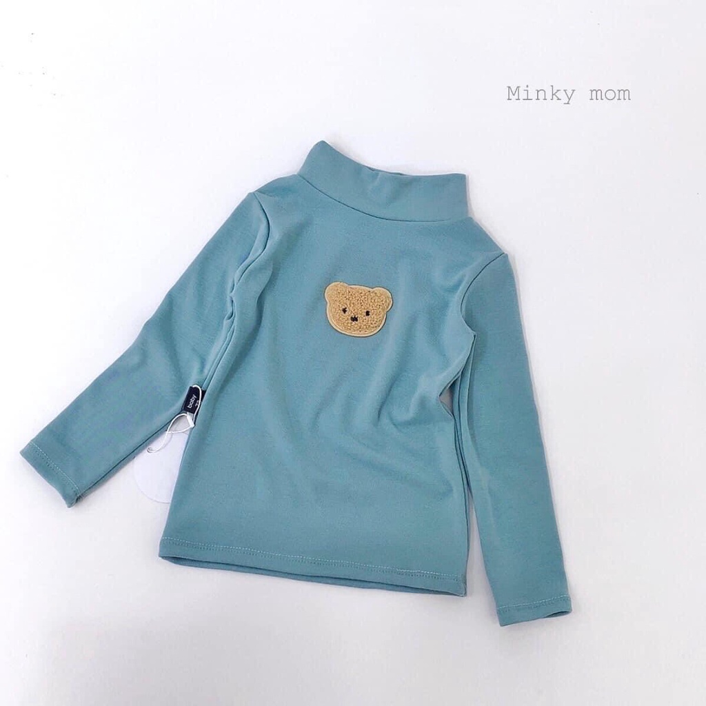 MINKY MON - Áo giữ nhiệt cổ 3cm thêu gấu ngực