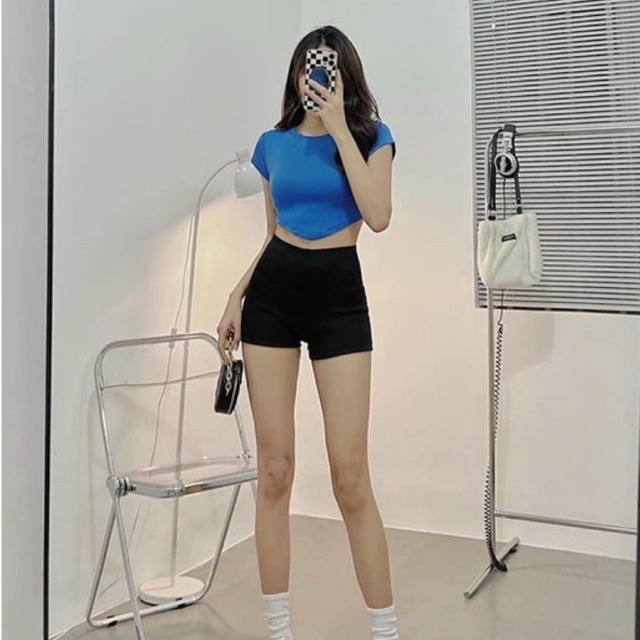 Quần đùi thể thao ôm tôn dáng lưng cao, quần ôm co giãn mặc đi chơi đi tập thoải mái