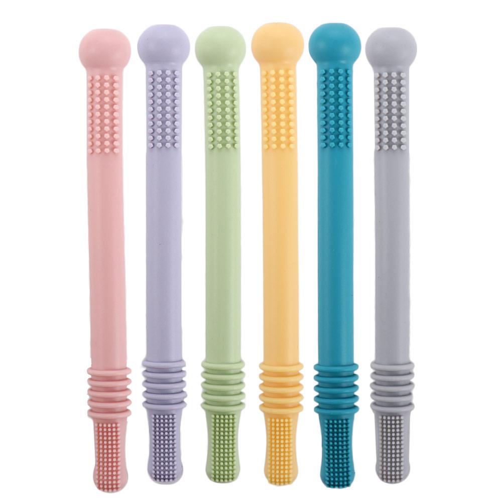 1 Bàn Chải Đánh Răng Silicone Cấp Thực Phẩm An Toàn Cho Bé Từ 3-12 Tháng Tuổi