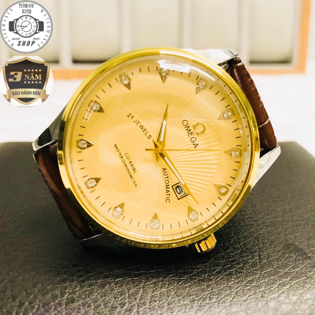 Đồng hồ Nam Omega OMG07 Dây da cao cấp, Full hộp, Mặt Sapphire chống xước, chống nước thẻ bảo hành 36 tháng