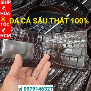 Ví nam da cá sấu thật 100% . 2 mặt thật gù và gai .bóp nam da cá sấu 2 mặt .
