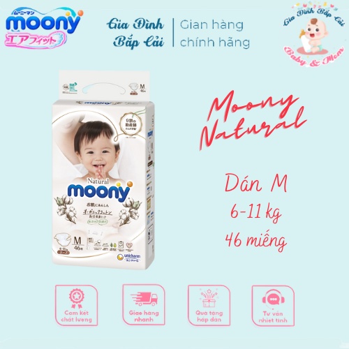 Thanh Lý Bỉm /Tã dán/quần Moony Natural full size NB63/S58/M48/L36/XL32