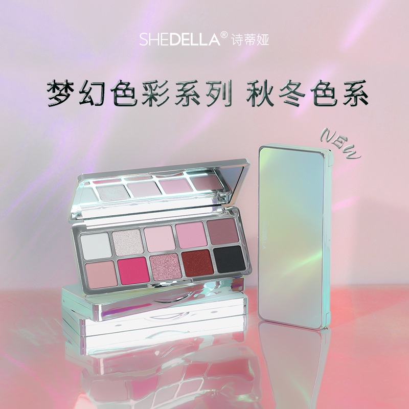 SHEDELLA Bảng Phấn Mắt 10 Màu Sắc Tông Lì / Lấp Lánh Chống Thấm Nước Lâu Trôi